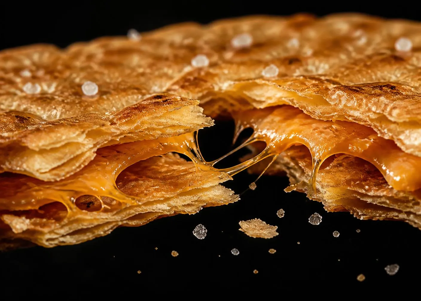 Flaky cracker layers breaking apart